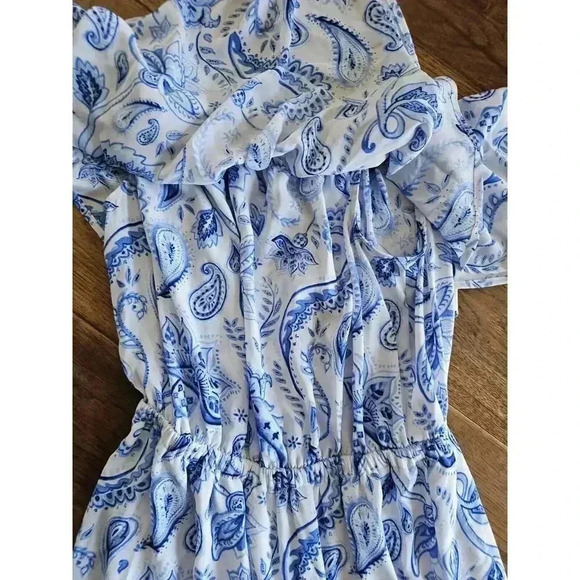 Show Me Your Mumu Off Shoulder Hacienda Blue White Floral Maxi Dress Women's S - Picture 6 of 9